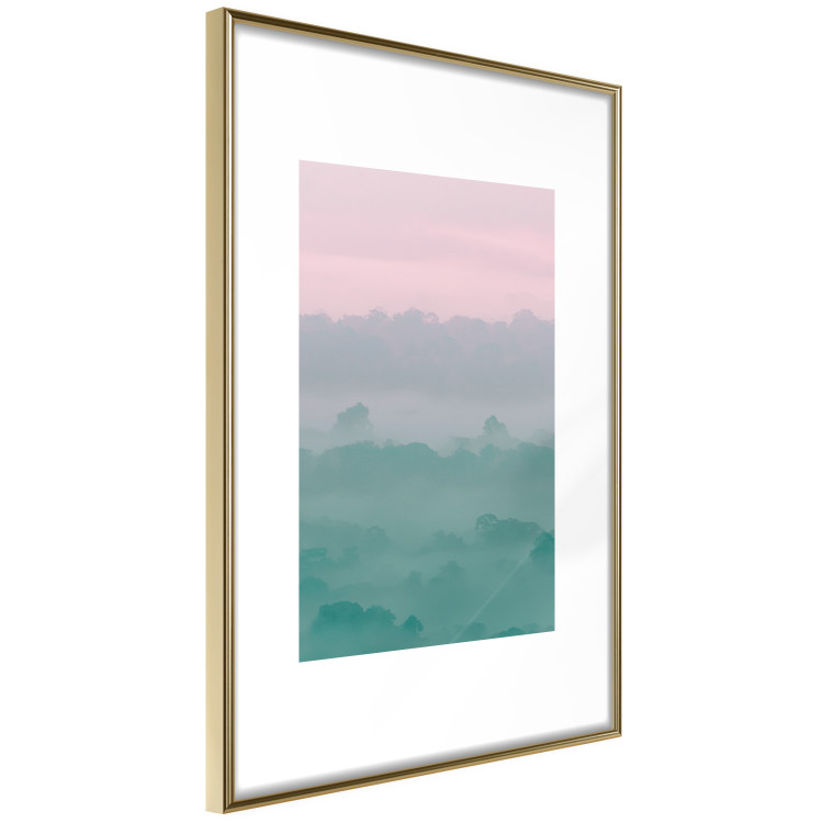 Poster Misty Dawn - landscape of trees amid dense fog in pastel colors 119184 additionalImage 6