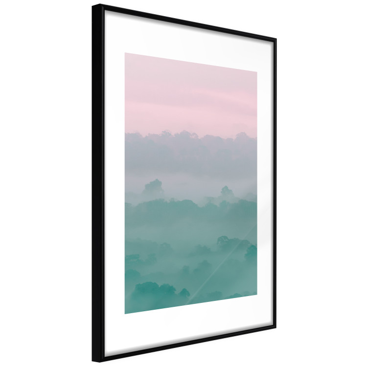 Poster Misty Dawn - landscape of trees amid dense fog in pastel colors 119184 additionalImage 10