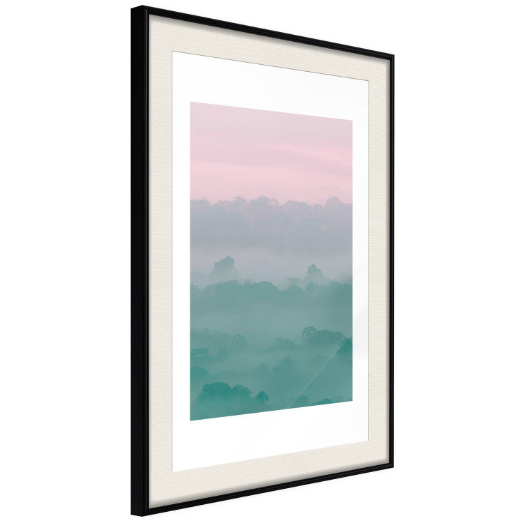 Poster Misty Dawn - landscape of trees amid dense fog in pastel colors 119184 additionalImage 3