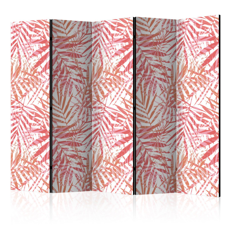 Room Divider Screen Palm Red II - texture of red palm leaves on a white background 122984