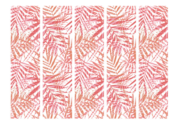 Room Divider Screen Palm Red II - texture of red palm leaves on a white background 122984 additionalImage 3