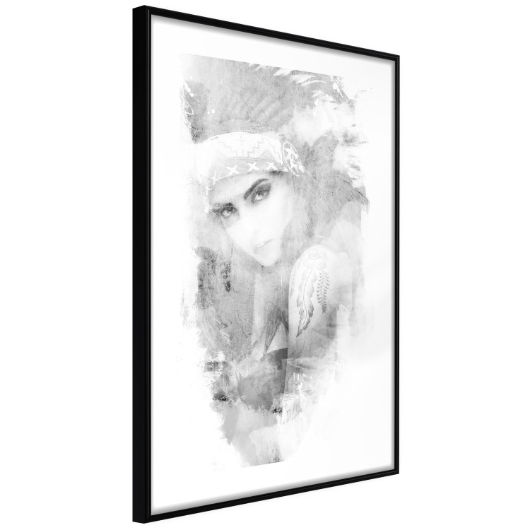 Poster Ethnic Gaze - black portrait of an indigenous woman on white background 123284 additionalImage 11