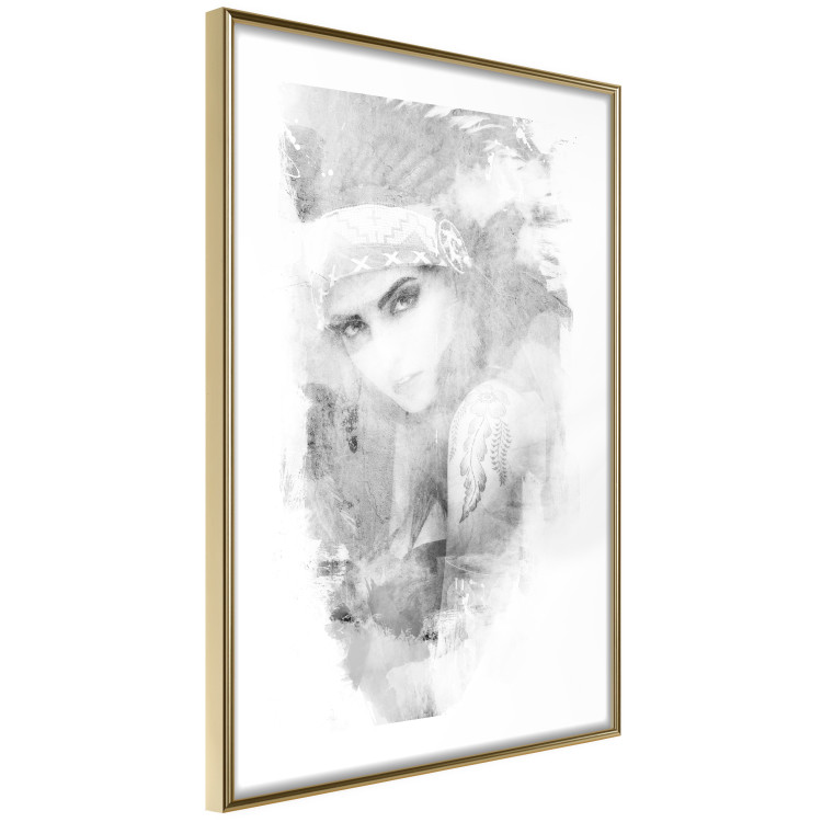 Poster Ethnic Gaze - black portrait of an indigenous woman on white background 123284 additionalImage 8