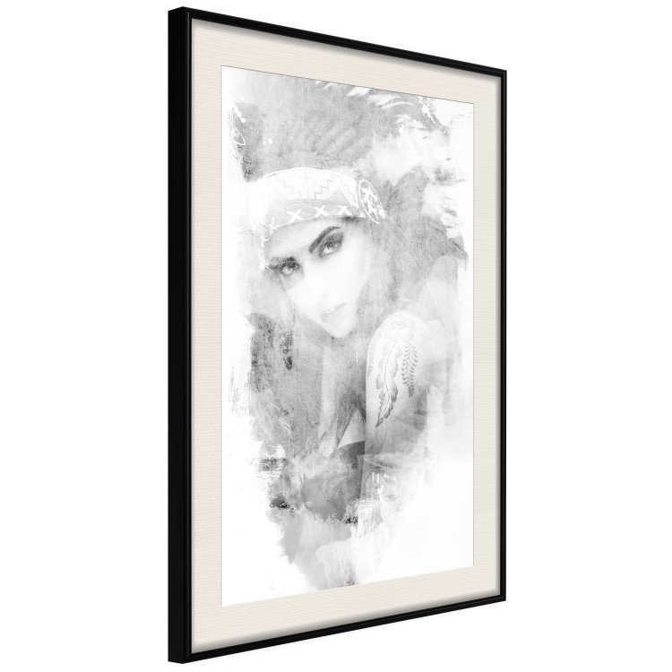 Poster Ethnic Gaze - black portrait of an indigenous woman on white background 123284 additionalImage 3