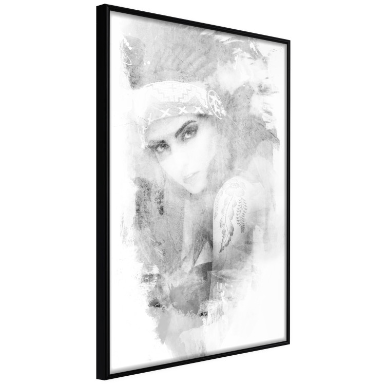 Poster Ethnic Gaze - black portrait of an indigenous woman on white background 123284 additionalImage 10