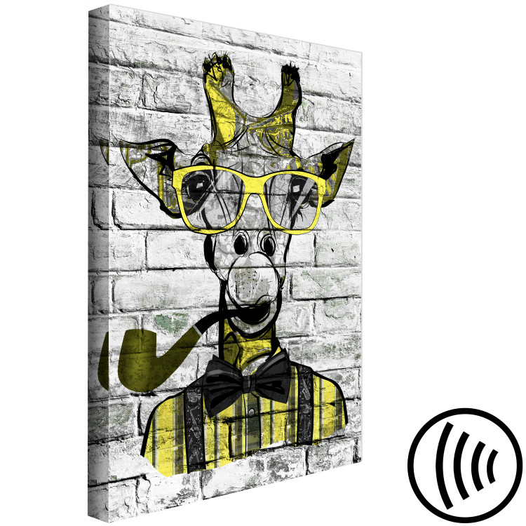 Canvas Giraffe with Pipe (1 Part) Vertical Yellow 123384 additionalImage 6