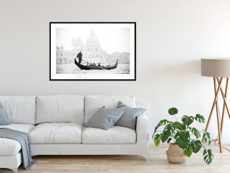 Poster Gondola Ride - photograph of Venice architecture in black and white motif 123984 additionalImage 4