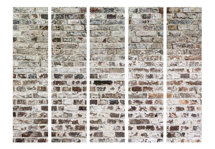 Room Divider Screen Walls of Time II (5-piece) - light pattern with old brick texture 124084 additionalImage 3