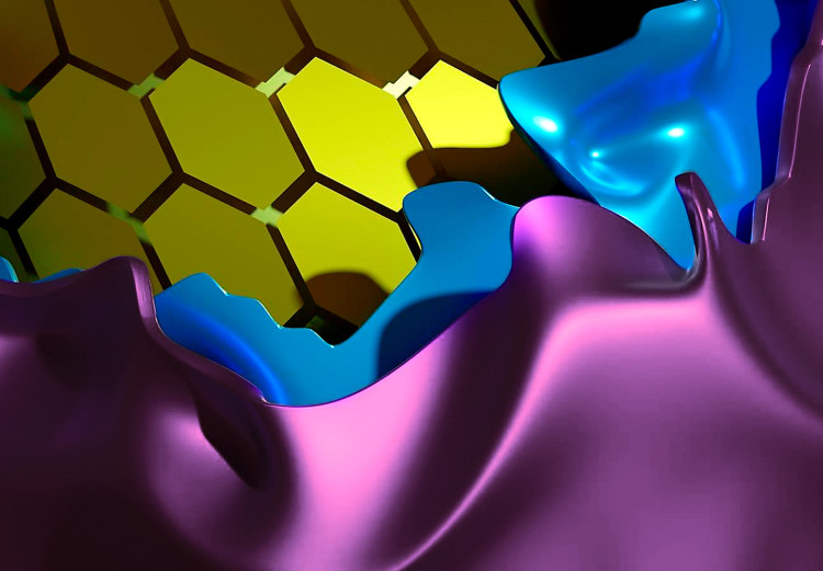 Poster Layers of Abstract - purple-blue abstraction with a golden interior 125684 additionalImage 8