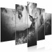 Canvas Print Black and white deer among trees - forest animal on black background 125884 additionalThumb 2