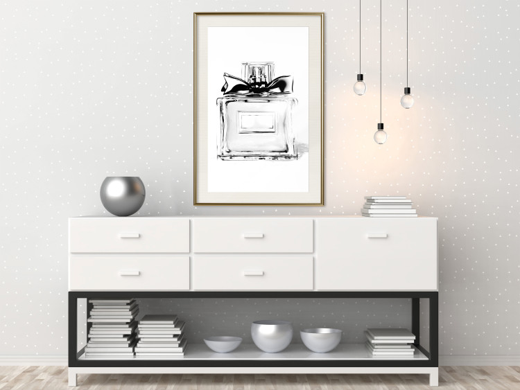 Poster Perfume Bottle - black and white sketch of a glass perfume container 126684 additionalImage 22