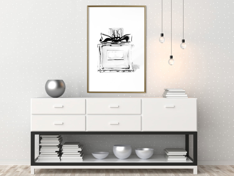 Poster Perfume Bottle - black and white sketch of a glass perfume container 126684 additionalImage 13