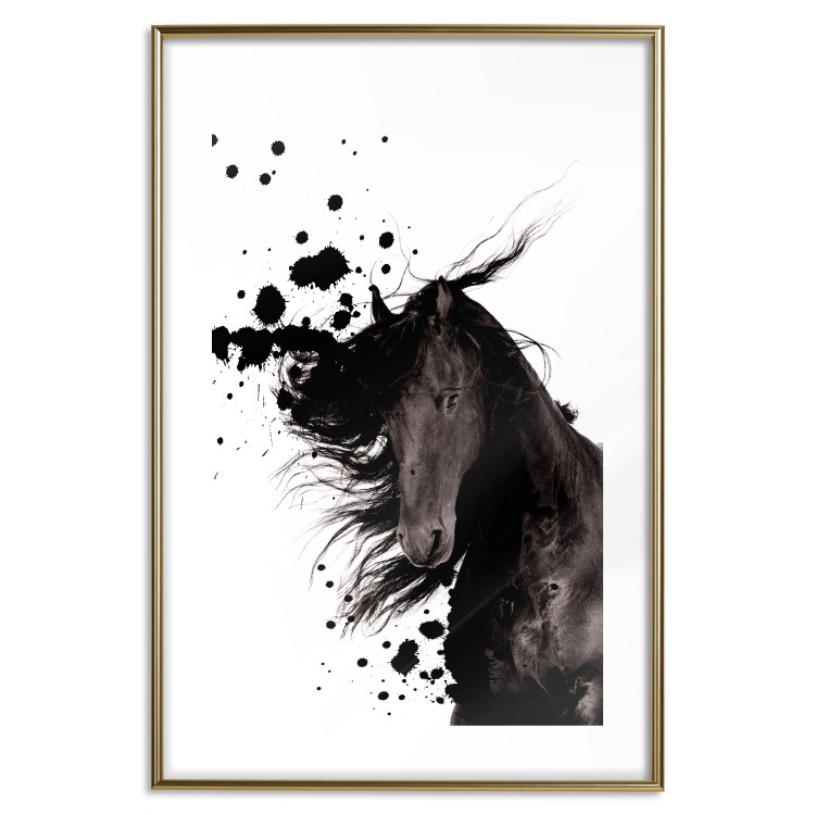 Wall Poster Abstract Element - black horse and abstract spots on a white background 126884 additionalImage 14