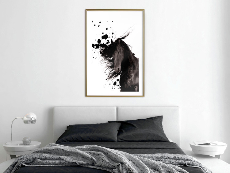 Wall Poster Abstract Element - black horse and abstract spots on a white background 126884 additionalImage 13