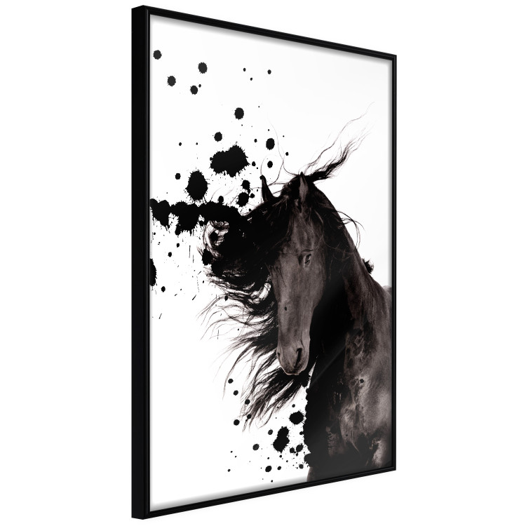 Wall Poster Abstract Element - black horse and abstract spots on a white background 126884 additionalImage 11