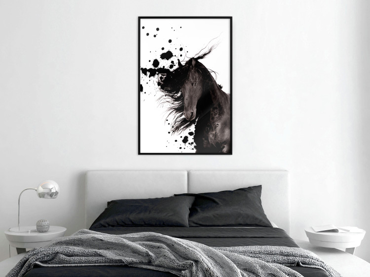 Wall Poster Abstract Element - black horse and abstract spots on a white background 126884 additionalImage 4