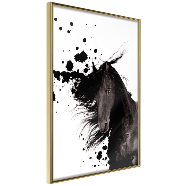 Wall Poster Abstract Element - black horse and abstract spots on a white background 126884 additionalImage 12