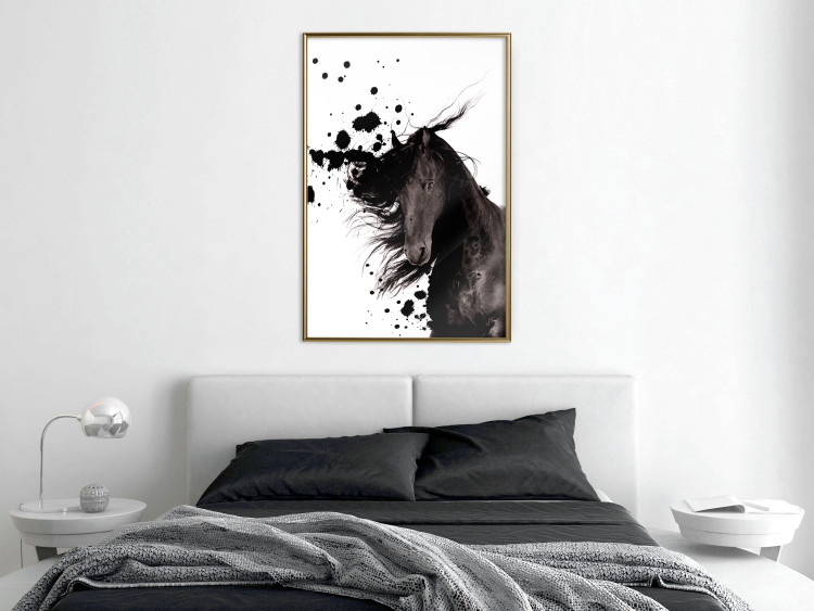 Wall Poster Abstract Element - black horse and abstract spots on a white background 126884 additionalImage 5