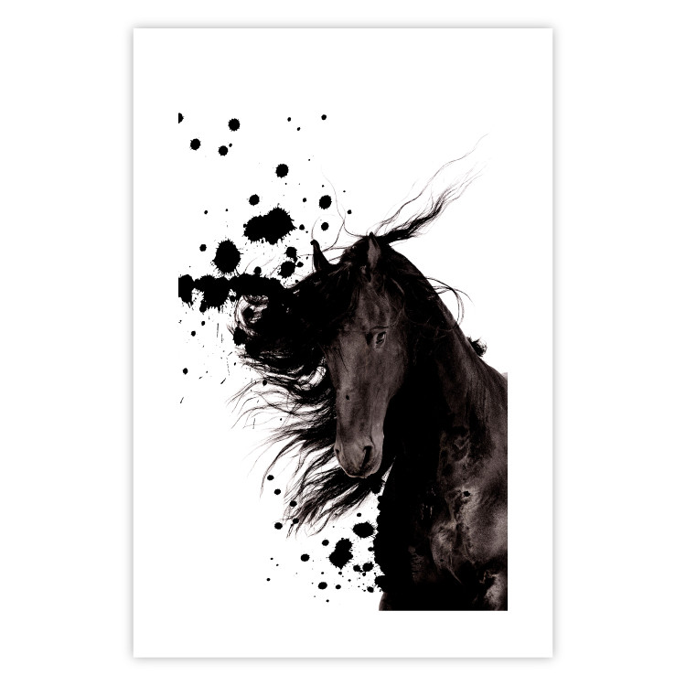 Wall Poster Abstract Element - black horse and abstract spots on a white background 126884 additionalImage 19
