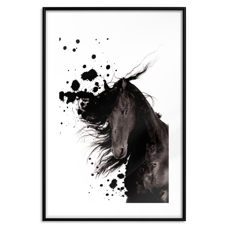 Wall Poster Abstract Element - black horse and abstract spots on a white background 126884 additionalImage 15