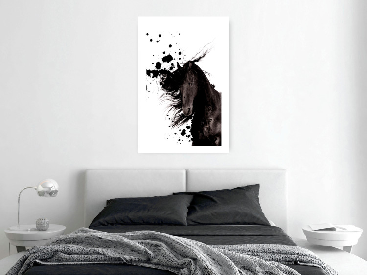 Wall Poster Abstract Element - black horse and abstract spots on a white background 126884 additionalImage 3