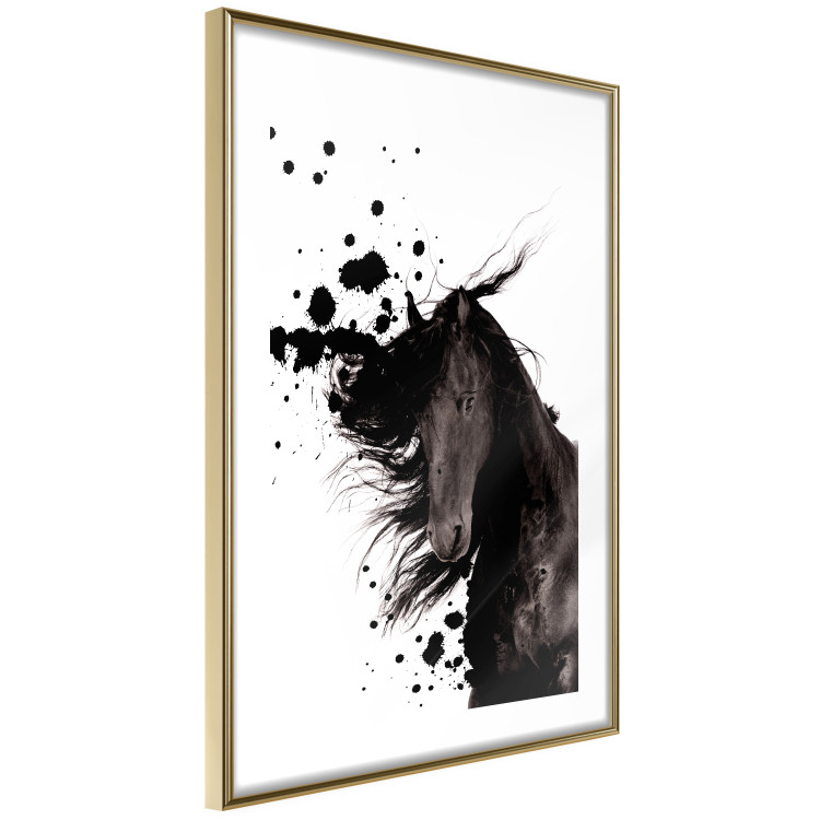 Wall Poster Abstract Element - black horse and abstract spots on a white background 126884 additionalImage 7