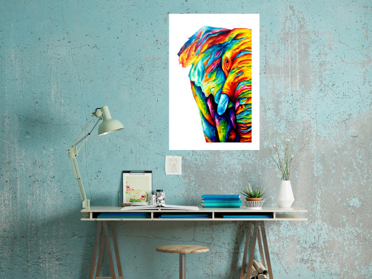 Wall Poster Colorful Elephant - abstract animal in various colors on a white background 126984 additionalImage 3