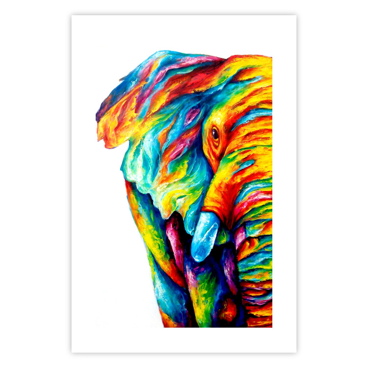 Wall Poster Colorful Elephant - abstract animal in various colors on a white background 126984 additionalImage 19