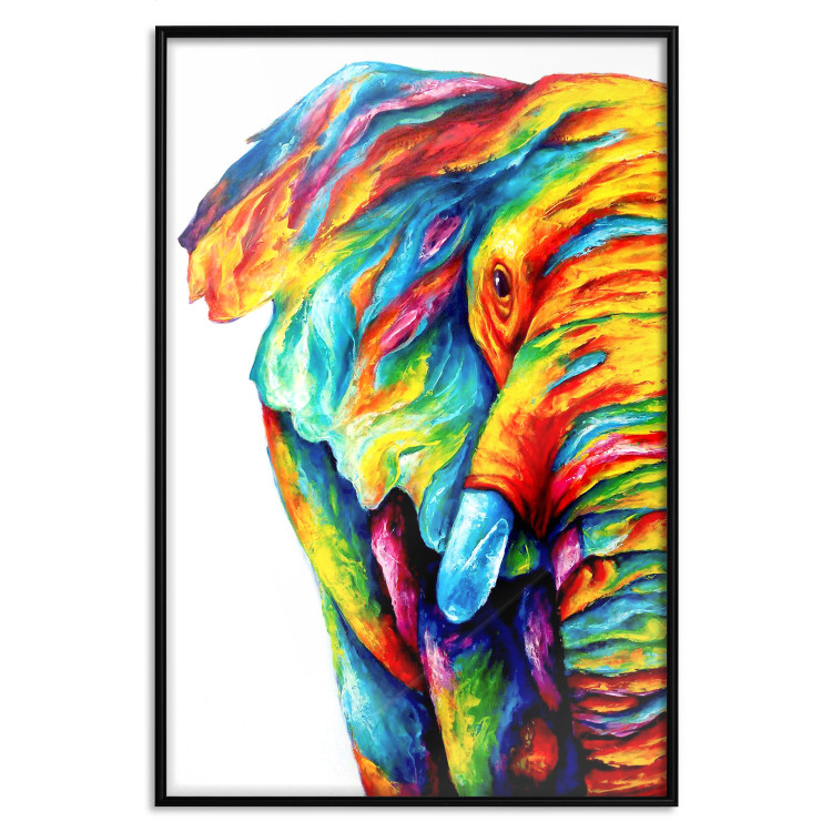 Wall Poster Colorful Elephant - abstract animal in various colors on a white background 126984 additionalImage 16