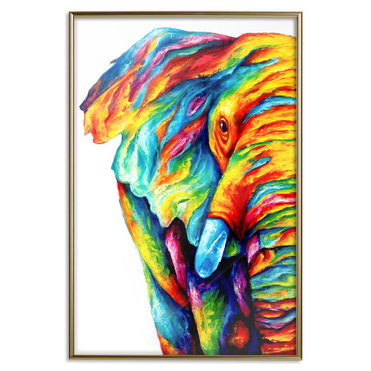 Wall Poster Colorful Elephant - abstract animal in various colors on a white background 126984 additionalImage 17