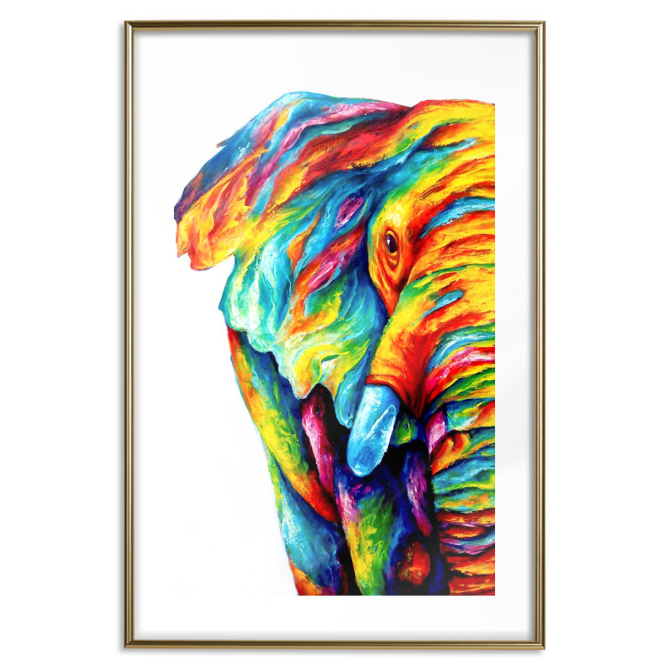 Wall Poster Colorful Elephant - abstract animal in various colors on a white background 126984 additionalImage 14