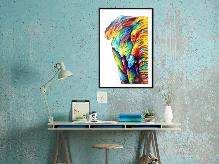 Wall Poster Colorful Elephant - abstract animal in various colors on a white background 126984 additionalImage 18
