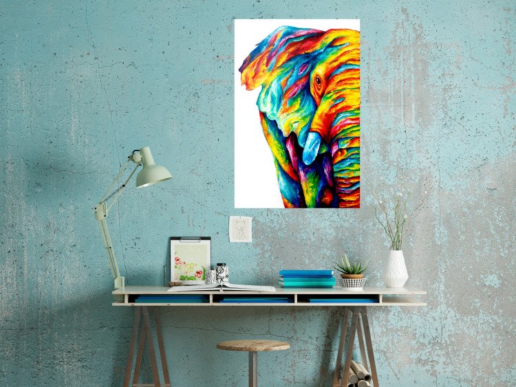Wall Poster Colorful Elephant - abstract animal in various colors on a white background 126984 additionalImage 2