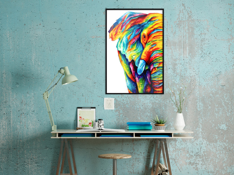Wall Poster Colorful Elephant - abstract animal in various colors on a white background 126984 additionalImage 4