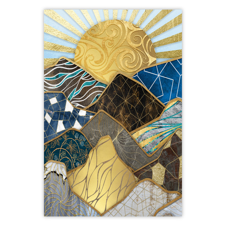 Wall Poster Magical Land - abstract mountain landscape in mosaic form 128084