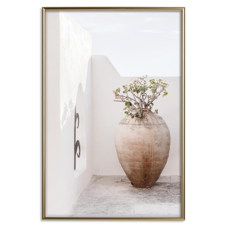 Poster Stone Silence - vase with green plant against bright architecture backdrop 129484 additionalImage 17