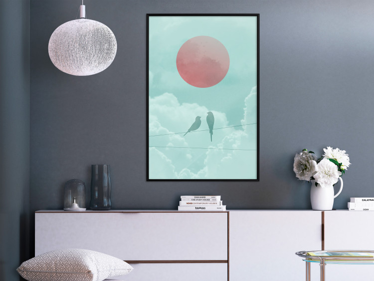 Poster Pastel Sunset - abstract birds against blue clouds 129584 additionalImage 6