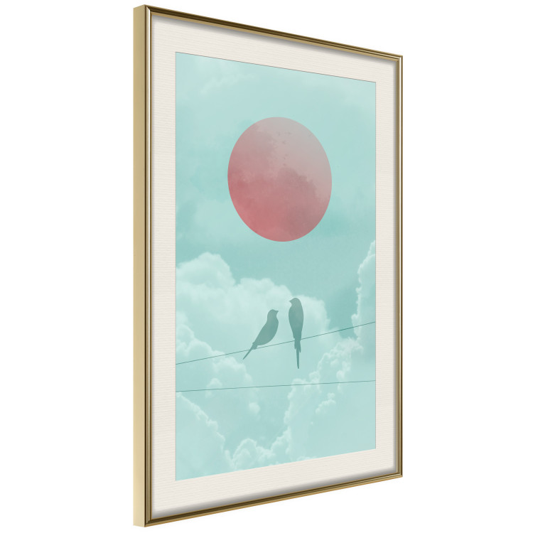 Poster Pastel Sunset - abstract birds against blue clouds 129584 additionalImage 3