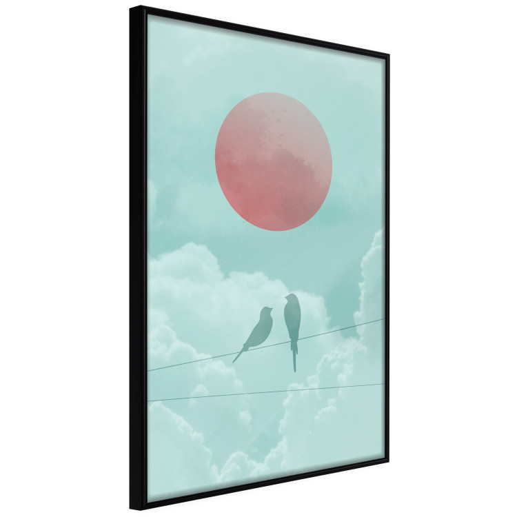 Poster Pastel Sunset - abstract birds against blue clouds 129584 additionalImage 13