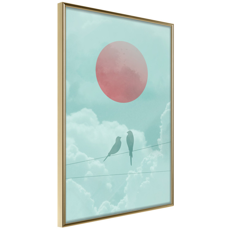 Poster Pastel Sunset - abstract birds against blue clouds 129584 additionalImage 14