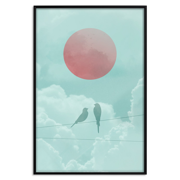 Poster Pastel Sunset - abstract birds against blue clouds 129584 additionalImage 18
