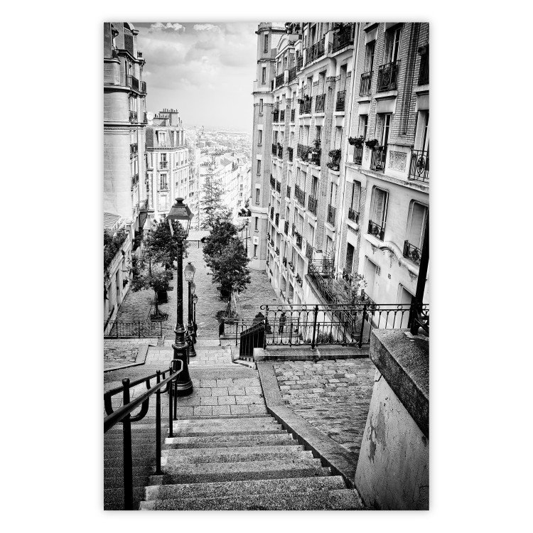 Poster Parisian Suburb - black and white architecture of a beautiful city 129784