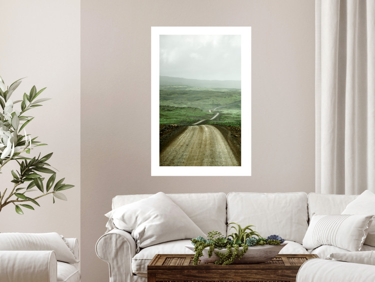 Wall Poster Road Through Plains - landscape of a road and green fields against the sky 130384 additionalImage 3
