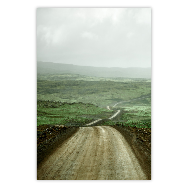 Wall Poster Road Through Plains - landscape of a road and green fields against the sky 130384
