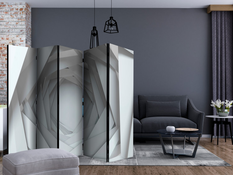 Folding Screen Geometric Abyss II (5-piece) - white abstraction with a tunnel 132784 additionalImage 4