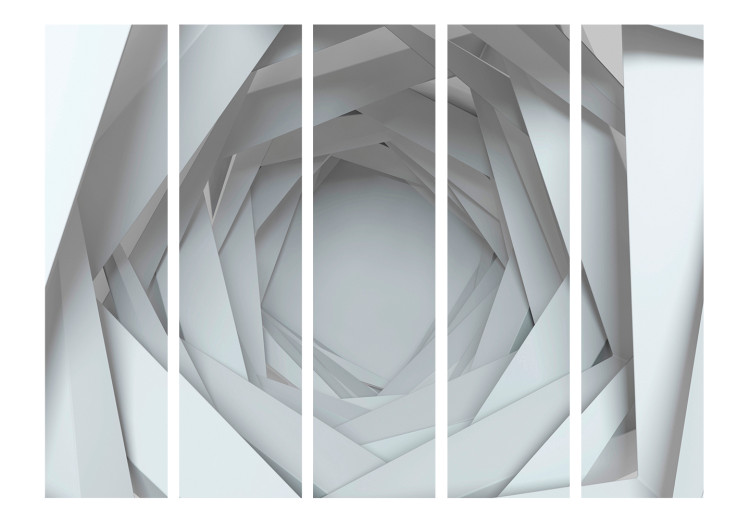 Folding Screen Geometric Abyss II (5-piece) - white abstraction with a tunnel 132784 additionalImage 3