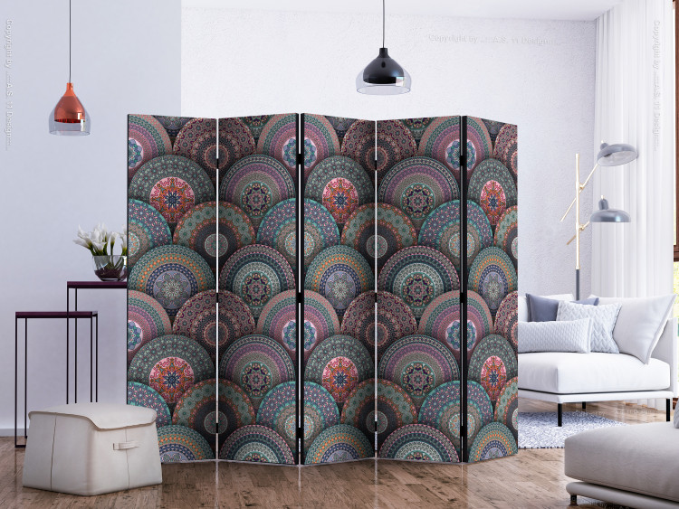 Room Divider Screen Oriental Kaleidoscope II (5-piece) - colorful pattern in Mandala 132884 additionalImage 2