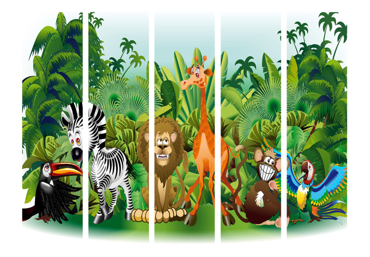 Room Divider Screen Jungle Animals II (5-piece) - colorful landscape for children 133084 additionalImage 3