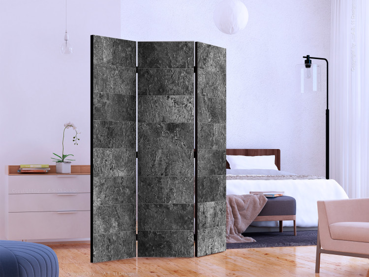 Room Divider Screen Shades of Gray (3-piece) - composition in dark stone slabs 133184 additionalImage 2