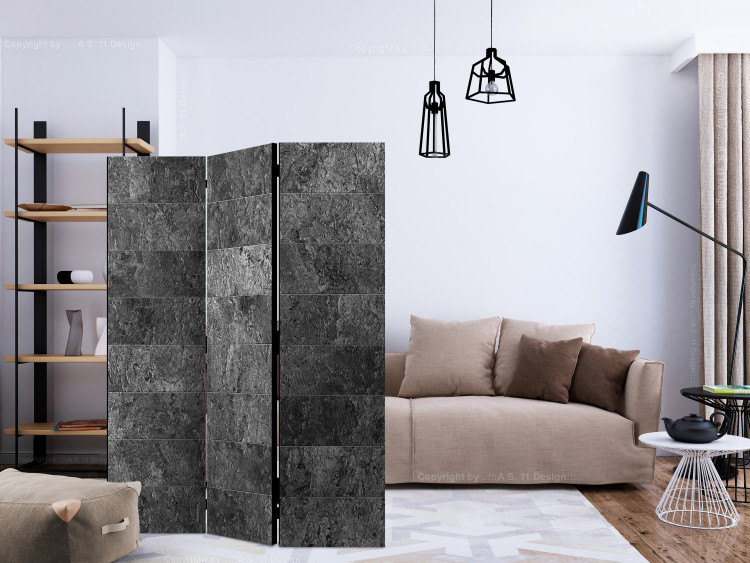 Room Divider Screen Shades of Gray (3-piece) - composition in dark stone slabs 133184 additionalImage 4
